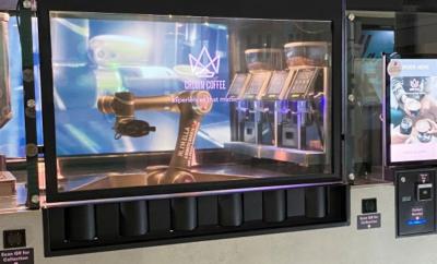LG's Transparent OLED  display at Crown Coffee in Singapore