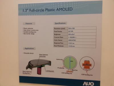 AUO 1.3'' circular plastic-based flexible OLED prototype details (SID 2015)