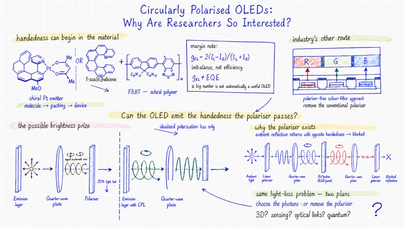 Circularly polarised OLEDs - overview infographic