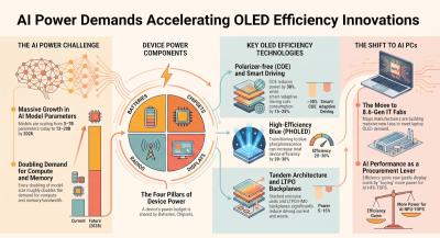 AI-on-device power and OLED efficiency article infographics