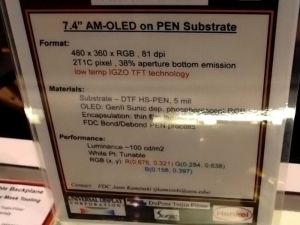FDC's 7.4'' flexible OLED spec
