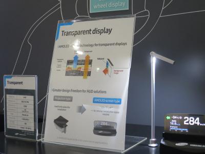 SDC 4.94'' transparent automotive OLED prototype and spec at SID 2018
