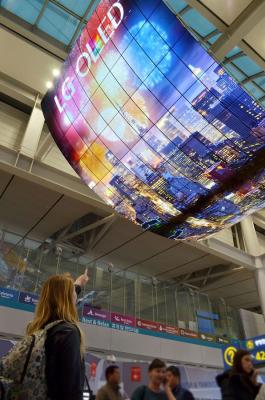 LG 13x8m OLED TV installation Incheon airport
