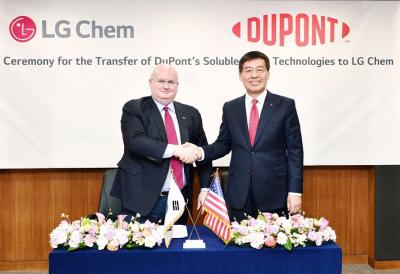 LG Chem and DuPont soluble OLED technologies acquisition ceremony