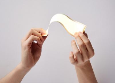 LG Chem truly flexible OLED lighting panel photo