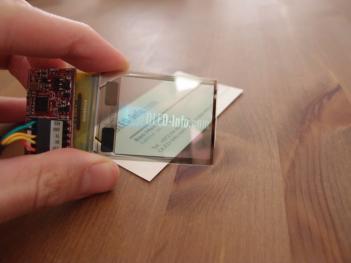Transparent OLED showing OLED-Info on card